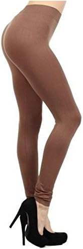 Klusive Fashion Wear Womens Premium Stretch Nylon Seamless Legging, Taupe ,One Size