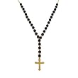 14K Gold Rosary with Onyx Beaded Necklace - 17"