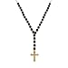 14K Gold Rosary with Onyx Beaded Necklace - 17