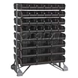 36x20x53 Double Sided Floor Rail Rack With 96 10 7/8D Conductive Stacking Bins