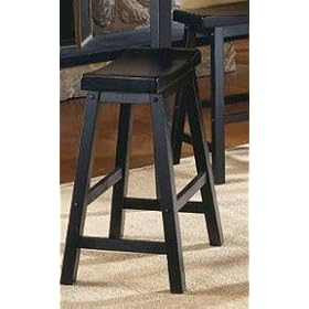 Homelegance Saddleback 18 Seat Height Bar Stool in Black (Set of 2) by Homelegance