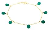 14k Yellow Gold, May Birthstone, Green Chalcedony Briolette Bracelet, 7.25"