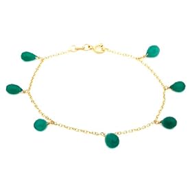 14k Yellow Gold, May Birthstone, Green Chalcedony Briolette Bracelet, 7.25 by Chalcedony Bracelets
