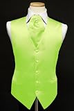 Tuxedo Vest - Solid Satin with Matching Pin Ascot, Lime
