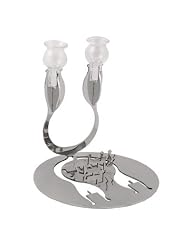 Shabbat Candle Sticks Holder Set. Silver Plated. Shabat Cut Out Design. Made... by 