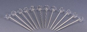 SET OF 12 SILVER AND CRYSTAL MARTINI PICKS