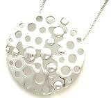 Necklace and Pendant Set - Sterling Silver Round Circle Design Pendant with 18 Chain Necklace