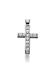14K White Gold Round Diamond Channel Set Cross Pendant (1.67ct)