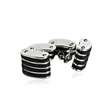 Stainless Steel and Black Rubber Cufflinks with Presentation Box