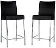 Set of 2 Denver High Black Leather Bar Stools