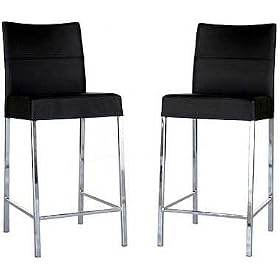 Set of 2 Denver High Black Leather Bar Stools by visiondecor Furniture