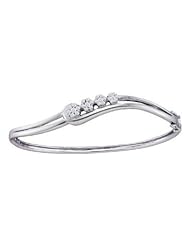 0.51 cttw 14k White Gold Diamond Bypass Design Daisy Flower Hinge Bangle Bracelet (Real Diamonds: 1/2 cttw)