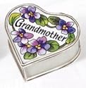 Amia Handpainted Glass Grandmother Hinged Jewelry Box, 2-1/2-Inch by 1-1/4-Inch by 2-1/2-Inch