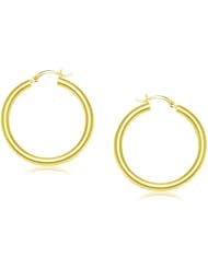 14K Yellow Gold Polished Hoop Earrings (25 mm)