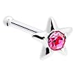 Sterling Silver Pink Gem Star Nose Bone