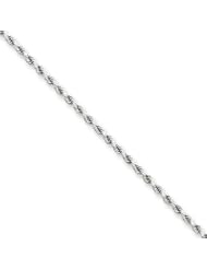 1.8mm, 14 Karat White Gold, Diamond-Cut Rope Chain - 10 inch