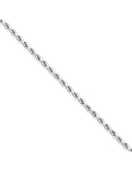1.8mm, 14 Karat White Gold, Diamond-Cut Rope Chain - 14 inch