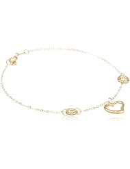 14K Yellow Gold Open-Heart Bracelet, 7.5"