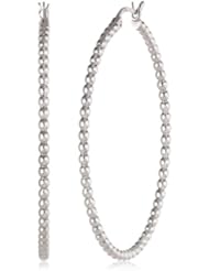 Sterling Silver Rhodium Plated OD Hoop Bead Earrings