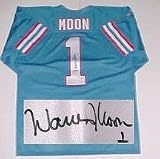 Warren Moon, Houston Oilers NFL Authentic Autographed Blue Throwback Jersey