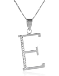 Sterling Silver Cubic Zirconia Initial Chain Pendant Necklace, 18"