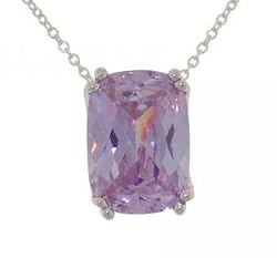 6 Carat Fancy Cut Purple Crystal Sterling Silver Pendant Necklace