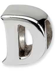 Sterling Silver Reflection Beads Collection Letter D Bead Charm 4mm Hole (fits 3mm European Style Charm Bracelets)