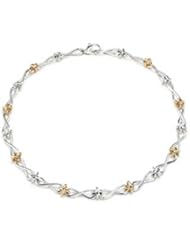Bling Jewelry 14K Gold Vermeil Whimsical Twist Silver Two Tone Necklace 19in