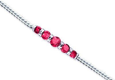 Wrist Hugging Round Cut Created Ruby Gemstone Bracelet in Sterling Silver