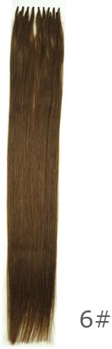 20 Inch I-Tip (Stick Tip) Cold Fusion Hair Extensions, 25 pcs Remy Human Hair Extensions (MEDIUM CHESTNUT BROWN #6) by Clenna USA