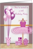 Birthday Party 13 Invitations Ballet Dance Card