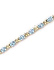 10K Yellow Gold Oval Aquamarine Bracelet