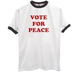 South Ho-VOTE PeacE RINGER Tee~White/Black~Adult-LG