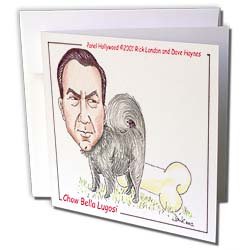 Londons Times Funny Panel Hollywood Cartoons - Chow Bela Lugosi - Greeting Cards-12 Greeting Cards with envelopes