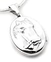Sterling Silver Horse Head Cameo Photo Locket Pendant