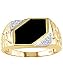 31M47OcR%2BgL. SL75  14K Yellow Gold Mens .016 ctw Diamond and Black Agate Ring