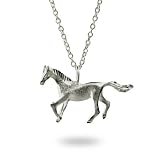 Sterling Silver Galloping Horse Necklace