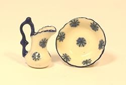 Blue and White Porcelain Pitcher Dollhouse Miniature