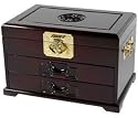 Fine Luxury Gift Idea Christmas Her Wife Girlfriend Lover - 12" Rosewood Jewelry Box w/ Shou Symbol & 2 Drawers