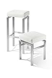 Badhocker 50756 Zack Edelstahl mit Ledersitz weiss NOVO