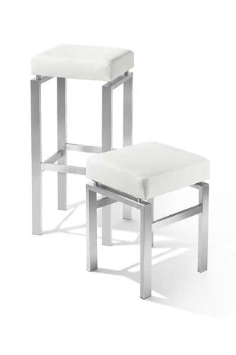 Badhocker 50756 Zack Edelstahl mit Ledersitz weiss NOVO