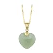 14K Yellow Gold Heart Shaped Jade Pendant with Chain