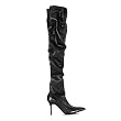 Penthouse Women's PH371-LALA, 3.5" Faux Stretch Leather and Patent Thigh High Boot with Ruching Detail.