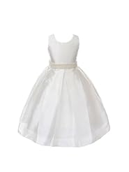 Girls  Silk/Silk/Shantung  Dress With a Sash  and Pearls