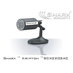 Sharx Security SCX2202AC Krypton 2.4 GHz Wireless Color Weather Proof Indoor Outdoor Camera and Receiver Kit with Night Vision and Audio
