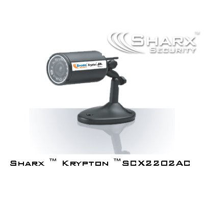 Sharx Security SCX2202AC Krypton 2.4 GHz Wireless Color Weather Proof Indoor Outdoor Camera and Receiver Kit with Night Vision and Audio
