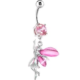 Pink Cubic Zirconia GLITTER STONE FAIRY Belly Ring by 