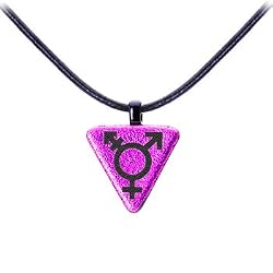 Handcrafted Pink Dichroic Transgender Necklace