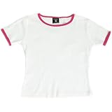 Warner Brothers Girls White Pink Trim Cotton Tee Shirt Top S-L