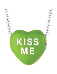 Sweethearts Enamel "Kiss me" Heart on 16" Necklace Pendant with Gift Box